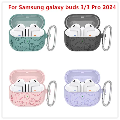 Cartoon Dinosaur Silicone Earphone Case For Samsung Galaxy Buds 3 / Galaxy Buds 3 Pro Cute Protector For Galaxy Buds 3 Pro Bags