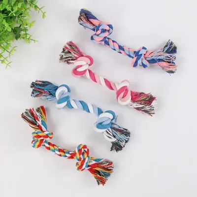 1 Pcs Pets Dogs Pet Supplies Pet Dog Puppy Cotton Chew Knot Toy Durable Braided Bone Rope Funny Tool