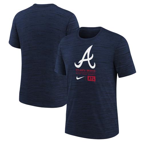 Atlanta Braves großes Logo Velocity T-Shirt – Marineblau – Jugendliche