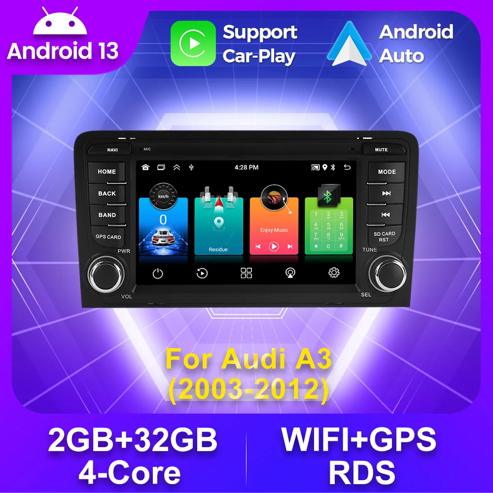 Drahtlose CarPlay Android Auto Auto Radio Für Audi A3 8P 2003-2013 Multimedia Video Stereo GPS Navigation 1din kopf Einheit Autoradio Image