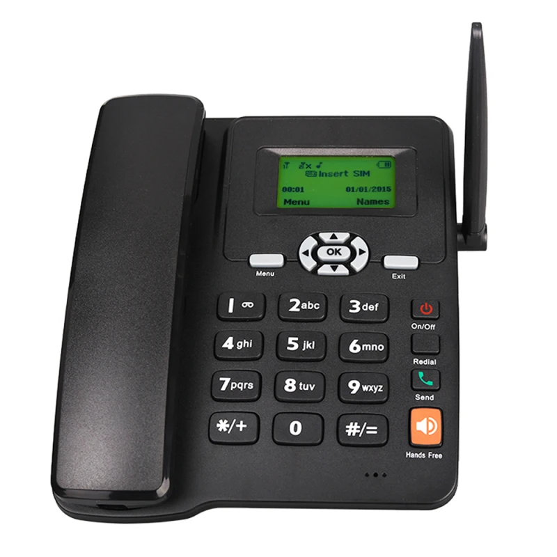 Drahtloses Schnurlostelefon, Desktop-Telefon, unterstützt GSM 850/900/1800/1900 MHz, Dual-SIM-Karte, 2G, feste Antenne, Radio-Wecker Image