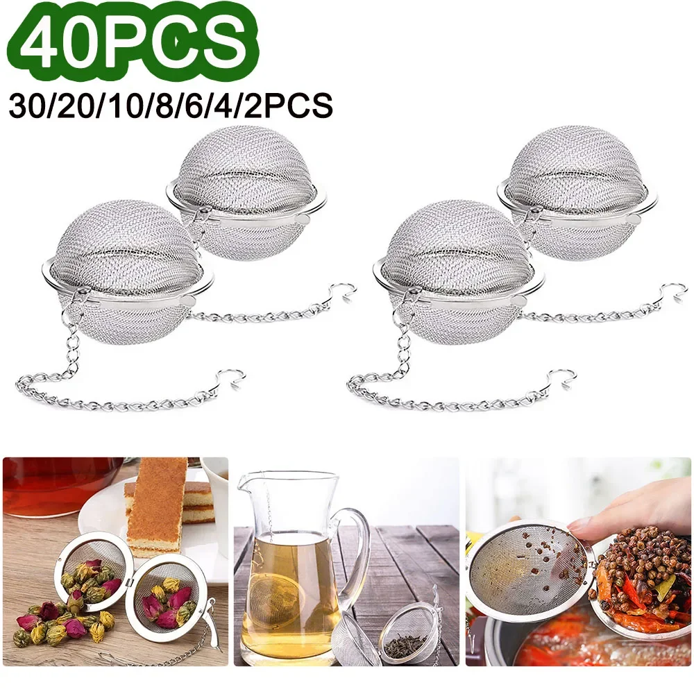 2-40 Stück Edelstahl Gewürz Tee Ball Tee Filter Siebe Tee Infuser Kugel Verriegelung Sieb Mesh Infuser Home Küchen werkzeuge Image