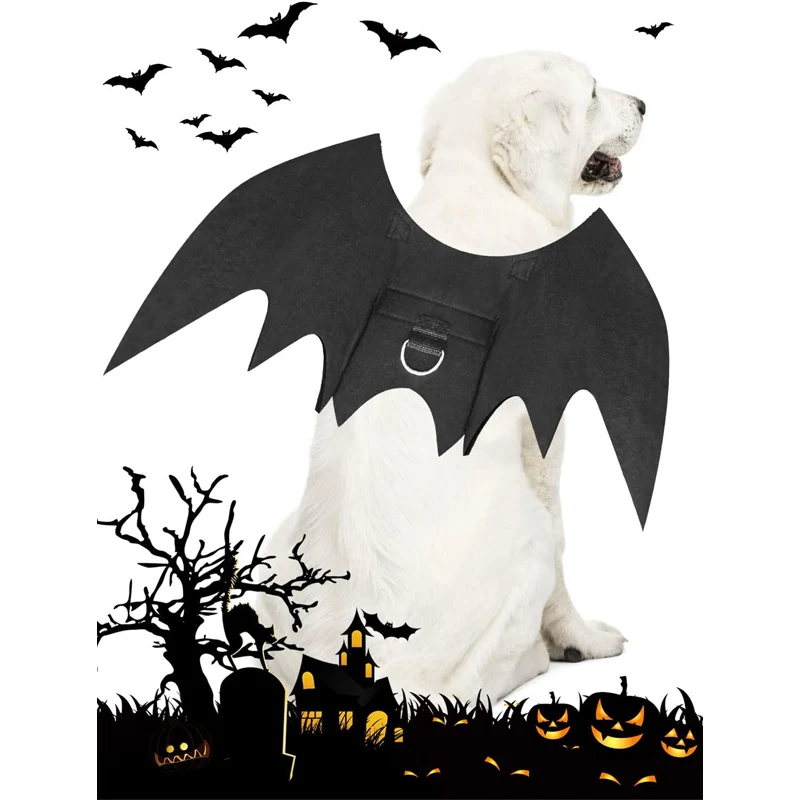 Kleine Hunde Geschirr Halloween Haustier Fledermaus Flügel Hund Fledermaus Kostüm Flügel Halloween Zubehör für Hündchen Katze Halloween Party Dekor Image