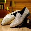 Luxus Loafer Männer Schuhe Gold Silber Pailletten Hochzeit Schuhe Mode Designer Slip auf Wohnungen Hohe Qualität Männer Formale Party Schuhe Neue