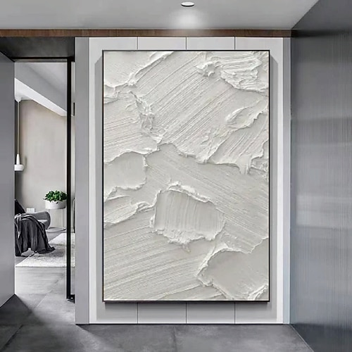 Wabi Sabi Ölgemälde handgemachte Wandkunst beige abstrakte Malerei auf Leinwand ein Paar beige 3D weiße Textur Ölgemälde handgemalte Wandkunst neutral abstrakte Ölgemälde Wandkunst Wal Dekor Image