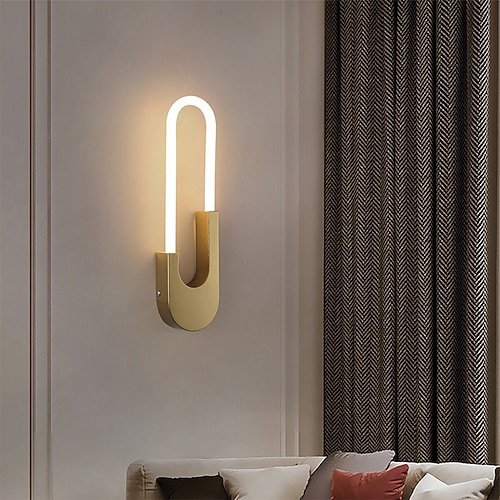 LED-Innenwandleuchten 3-farbige Lichtquelle 40/60 cm lange Ring-Metall-Wandlampe mit linearem Kunststoffrohr Moderne ultradünne Nachttisch-Wandleuchten Nordische einfache Wandlampen für Image