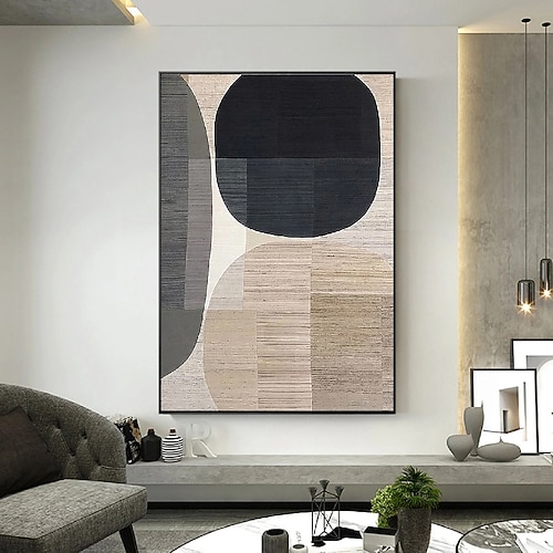 großes Gemälde handgemachtes abstraktes Ölgemälde handgemaltes beige-blaues und braunes Gemälde handgemachtes blaues Wabi-Sabi-Kunstwerk Ölgemälde handgemaltes strukturiertes Ölgemälde beiges Image