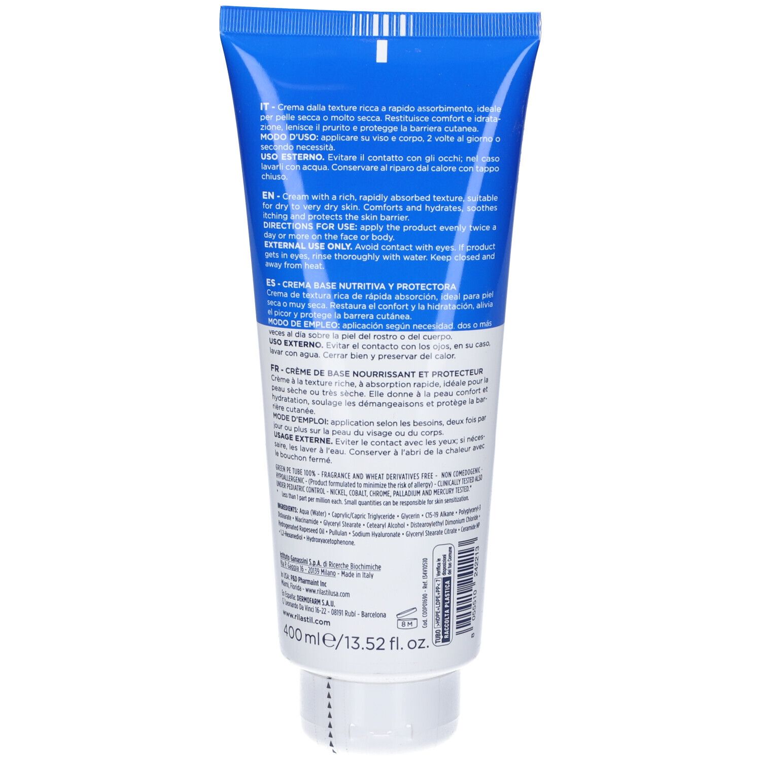 RILASTIL® Xerolact Crema Base Nutriente e Protettiva Senza Profumo 400