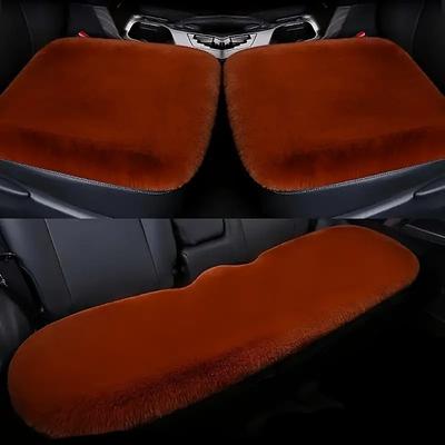 Car Seat Cushion Winter Plush Thick Insulation Universal Rabbit Hair Glue, Half Package, Five Seats, 3-Piece Set