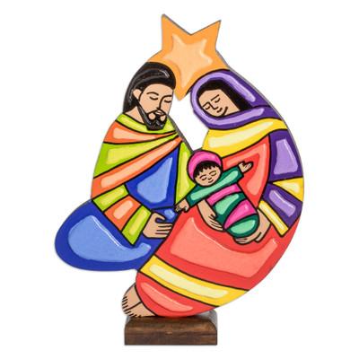 Light and Hope,'Wood Nativity Sculpture with Star from El Salvador'