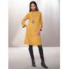 Jerseykleid HEINE "Jersey-Kleid", Damen, Gr. 38, Normalgrößen, gelb (ocker), 70% Viskose, 25% Polyamid, 5% Elasthan, unifarben, kurz, 3/4-Ärmel, Kleider