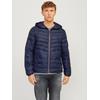 Steppjacke JACK & JONES "JJESPRINT PUFFER HOOD NOOS", Herren, Gr. XS, blau (navy blazer detail:true rot stitches), Web, Obermaterial: 100% Nylon, glänzend, modisch, normal, Langarm elastischer Bund, Jacken