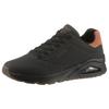 Sneaker SKECHERS "UNO-SUITED ON AIR", Herren, Gr. 45, schwarz, Lederimitat, Veloursleder, sportlich, Schuhe, Freizeitschuh, Halbschuh, Schnürschuh mit modischer Keilsohle