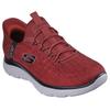 Slip-On Sneaker SKECHERS "SUMMITS-KEY PACE", Herren, Gr. 47,5, rot (rot, schwarz), Textil, sportlich, Schuhe, Slipper, Freizeitschuh, Halbschuh in veganer Verarbeitung