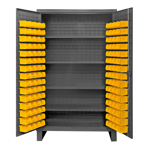 Durham Mfg 12 Gauge 48" x 24" x 78" 4-Shelf Storage Cabinet with 120 Yellow Bins HDC48-120-4S95