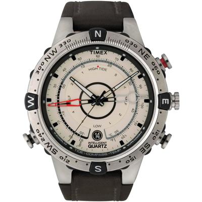 Quarzuhr TIMEX "TIDE/TEMP/COMPASS", braun (dunkelbraun), Armbanduhren, Herren, Armbanduhr, Herrenuhr, Datum, Leuchtzeiger, Mineralglas, analog Image