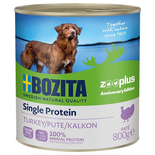 6x800g Bozita Single Protein Paté Zooplus Anniversary Edition mit Pute Hundefutter nass