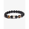 bracelet homme en perles de pierre naturelle et acier inoxydable - oeil de tigre et onyx noir - accessoire élégant et durable
