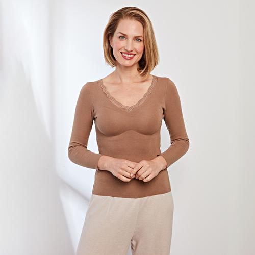 Thermo-Shirt mit BH taupe