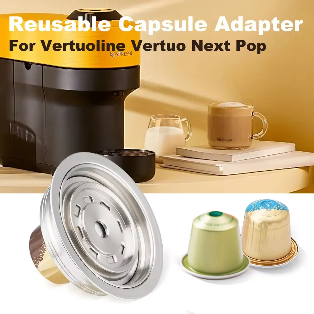 iCafilas wiederverwendbarer Kapseladapter für Vertuo Next Pop Machine, kompatibel mit Nespresso Original Kaffeekapselkapseln Image