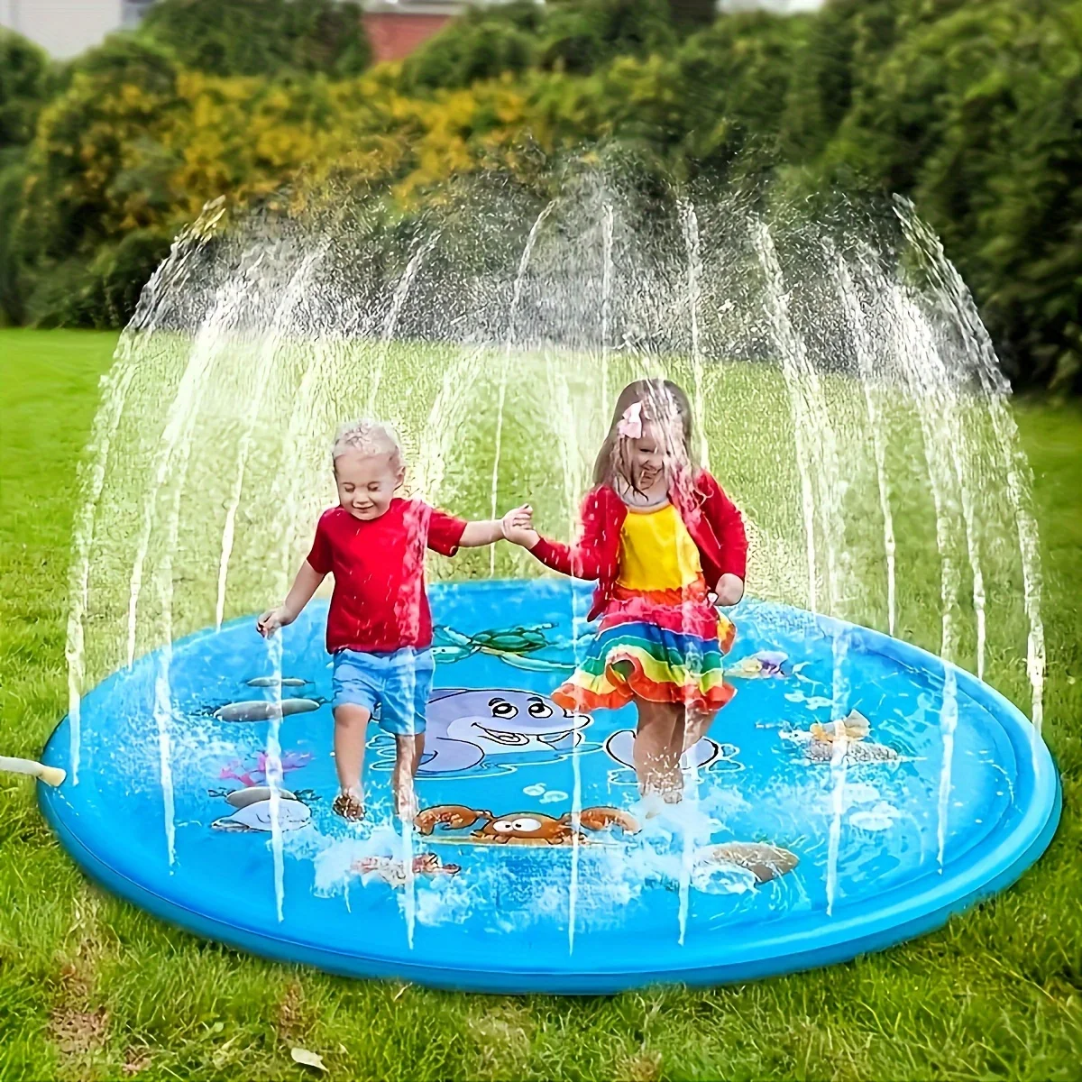 Kinder Spielen Spray Matte 100 cm Strand Aufblasbare Wasser Sprinkler Pad Outdoor Spiel Spielzeug Rasen Schwimmen Pool Matte Kinder spielzeug Image
