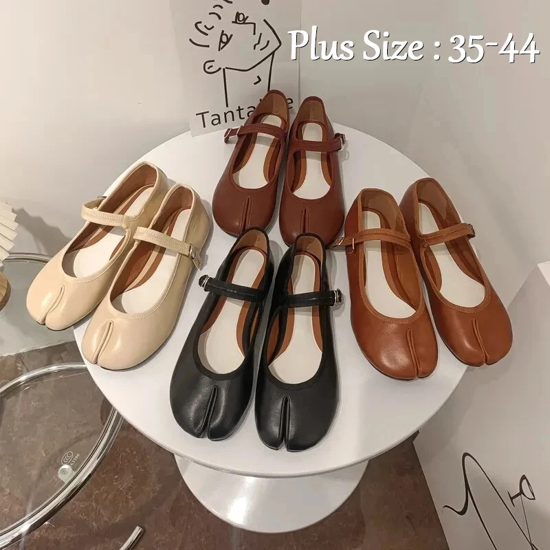 Ippeum Ballerina Flats Split Toe Schuhe für Frauen Mary Jane Kleid Pumps plus Größe 44 Leder Ballerinas Schuhe