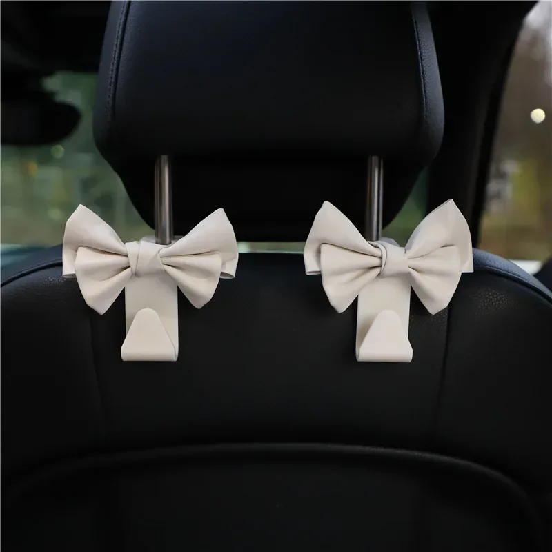 Auto Sitz Zurück Haken Bowknot Lagerung Haken PU Leder Mode Tasche Geldbörse Halter Universal Auto Verschluss Clips für Auto Zubehör Image