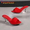 Kristallabsatz-Plattform-Damenschuhe, Sommer 2021, schmale Bankett-Hausschuhe mit hohen Absätzen, sexy, elegant, 6,5 cm, Alltags-Sandalen für Zuhause, Größe 43