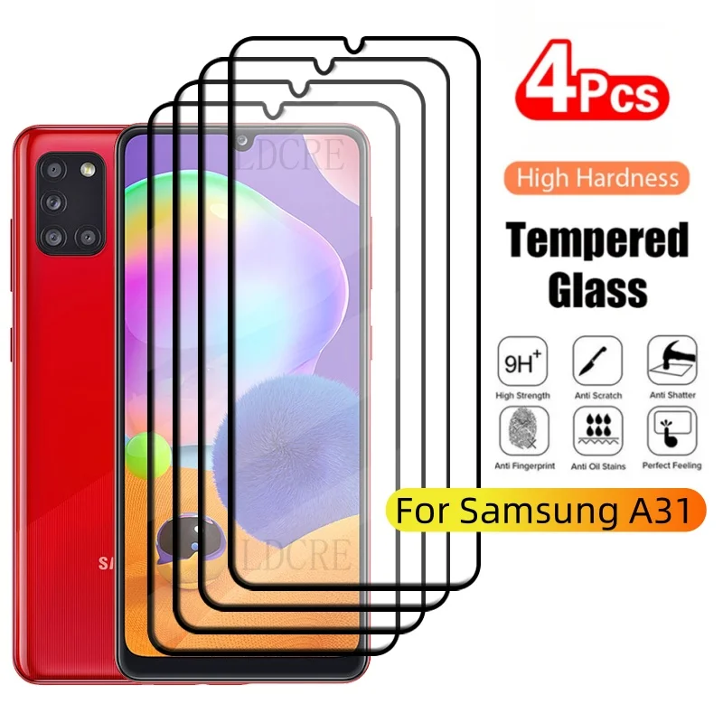 4 Stücke Für Samsung A31 Glas Samsung Galaxy A31 Gehärtetes Glas 9H Schutzhülle Volle Abdeckung Kleber Für Screen Protector Samsung a31 A 31 Image