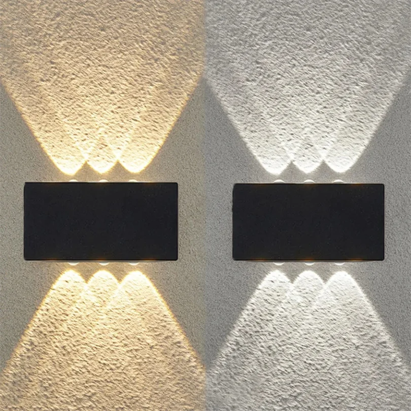 LED-Wandleuchte, wasserdicht, IP66, oben und unten, Beleuchtung, Gartendekoration, AC85–265 V, Innen- und Außenwandleuchte für Schlafzimmer, Wohnzimmer