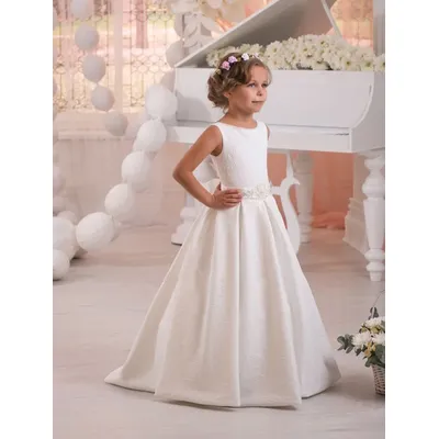 A-Linie Schaufel bodenlangen ärmellosen Blumen mädchen Kleid Prinzessin Kleid Hochzeits feier Kleid Image