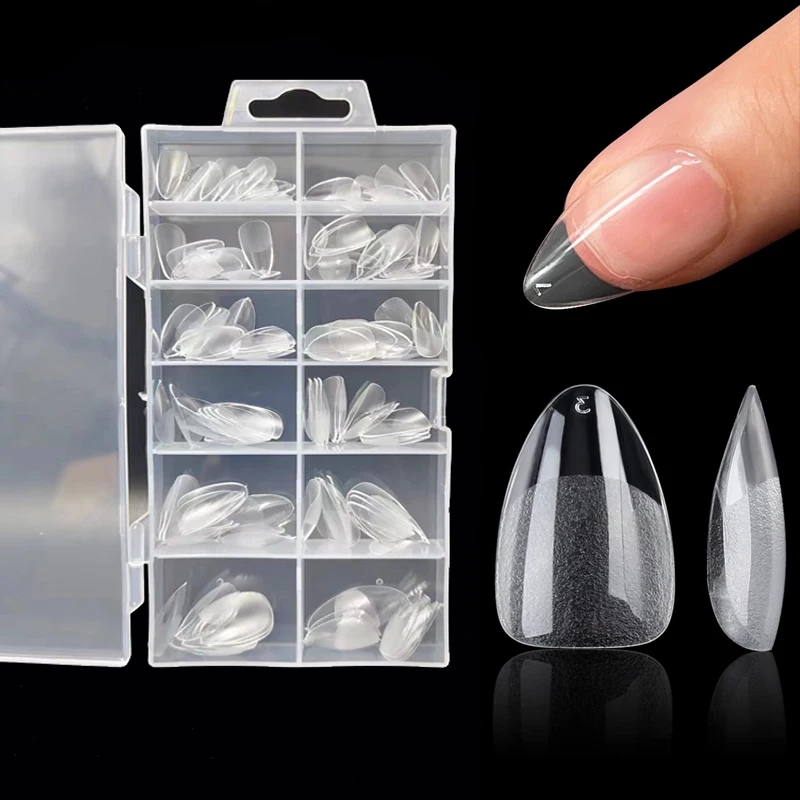 120 pezzi XXS punte per unghie bara di mandorle extra corte metà opaco pre-rilettato gel morbido copertura completa unghie finte per piccoli letti per unghie medie