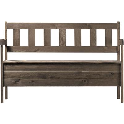 Gartenbank, 120x47x81,5cm Banktruhe aus Einer Holzfaserplatte, Sitz-Bank mit Stauraum und Rück Image