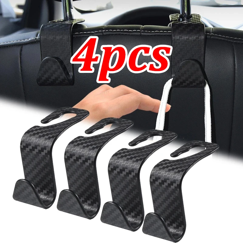 4 pezzi gancio in fibra di carbonio gancio per poggiatesta seggiolino auto sedile posteriore organizzatore gancio borsa vestiti staffa accessori interni auto