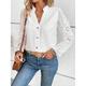 camicetta da donna in cotone elegante moderna tinta unita ricamata traforata manica a lanterna manica lunga top normali scollo a V quotidiano bianco primavera autunno inverno