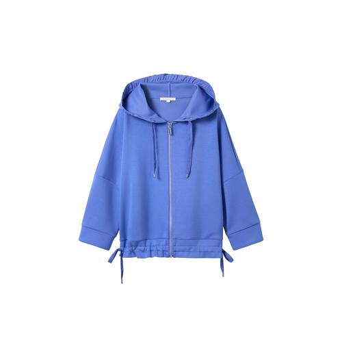 TOM TAILOR Damen 7/8 Arm Sweatjacke, blau, Uni, Gr. M