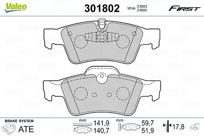 Valeo Bremsbelagsatz, Scheibenbremse [Hersteller-Nr. 301802] für Mercedes-Benz Image