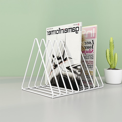 dreieckige Buchstütze aus Metall, Aktenhalter, Ständer, Zeitschriftenständer, Buch, Schallplattenhalter, Schreibtisch-Bücherregal, Buchständer Image