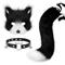 Kunstfell Fuchs Maske Wolf Katze flauschigen Schwanz und Leder Halskette Set Karneval Party Cosplay Kostüm Accessoire