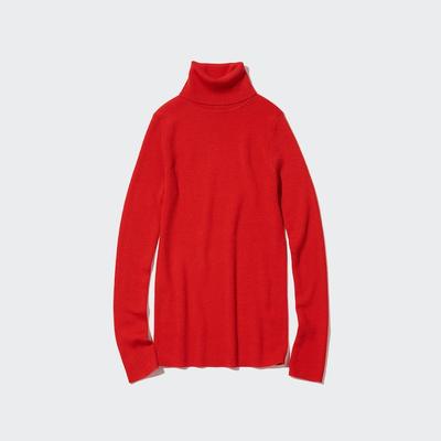 Uniqlo - Wool Ribbed Turtleneck Jumper - Red - S