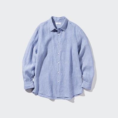Uniqlo - Linen Premium Regular Fit Shirt - Blue - XS