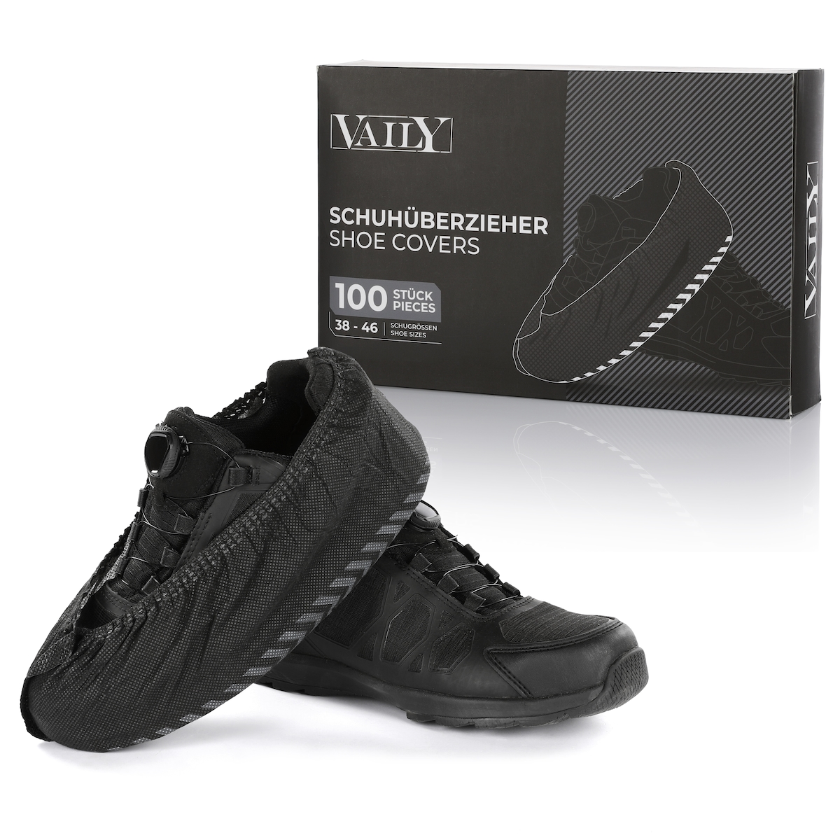 Vaily Schuhüberzieher Überziehschuhe 100er Pack ( 50 Paar ) Schuhschoner Schwarz Image