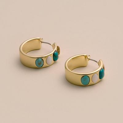 Lucky Brand Stone Hoop Earrings - Women's Ladies Accessories Jewelry Earrings in Gold