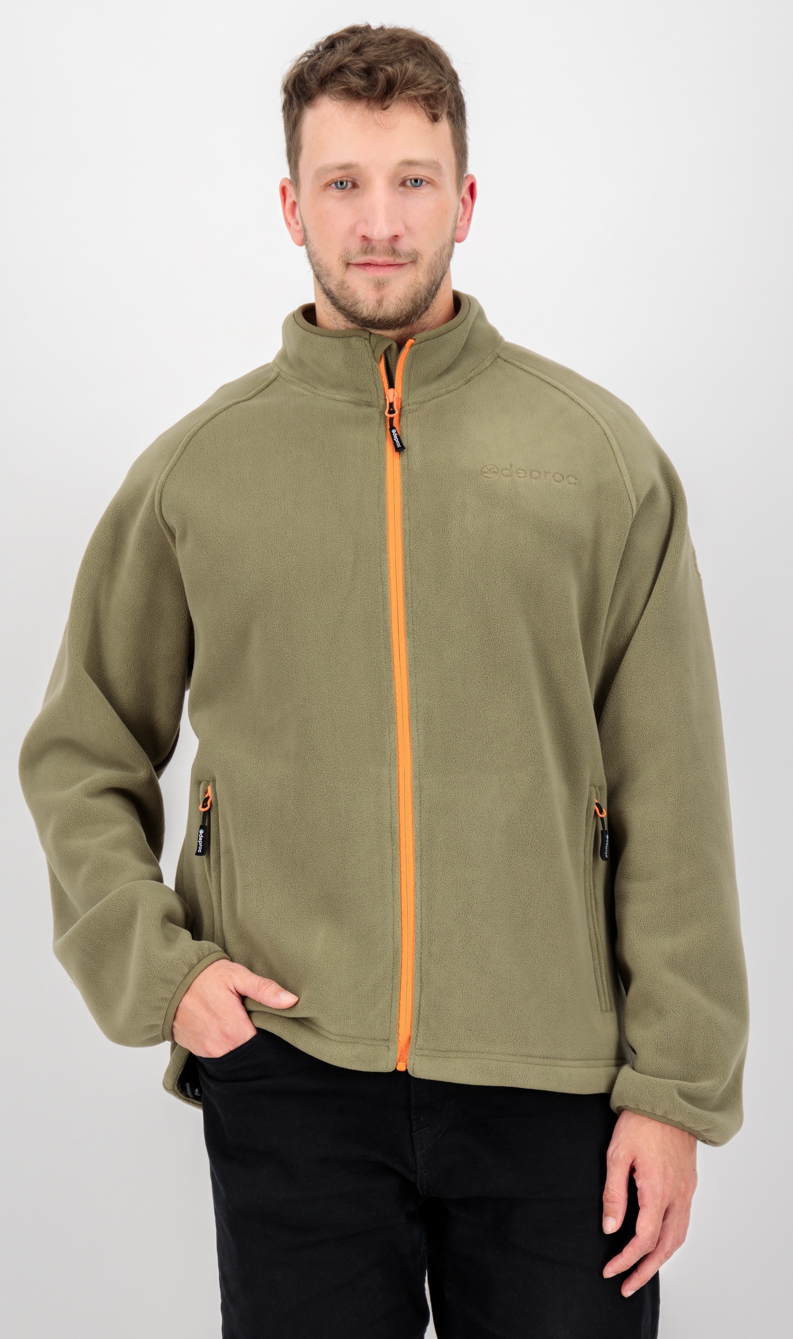 Fleecejacke DEPROC ACTIVE "WAWA BAY", Herren, Gr. 5XL (62), grün (olive), 100% Polyester, gerader Abschluss, Jacken Fleecejacke, auch in großen Größen erhältlich