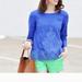 J. Crew Tops | J. Crew Blue Embroidered Linen 3/4 Sleeve Top Style C5233 Size 4 | Color: Blue | Size: 4