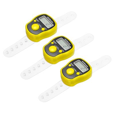 Finger Tally Counter 5 Digital LED Display for Sports Counting, 3pcs - Yellow