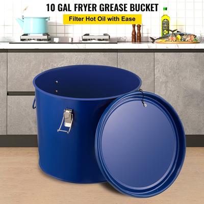 VEVOR Fryer Grease Bucket Oil Disposal Caddy Steel Fryer Oil Bucket Oil Transport Container For Cooking Oil Filtering