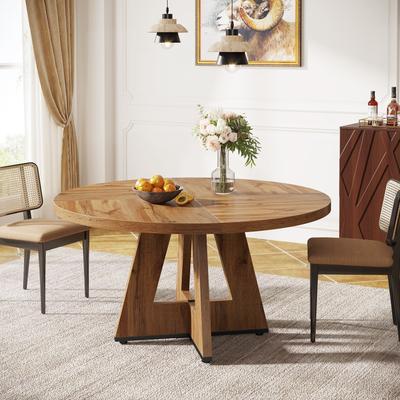 47-inch Round Dining Table Wood Dinner Table for 4-6 People