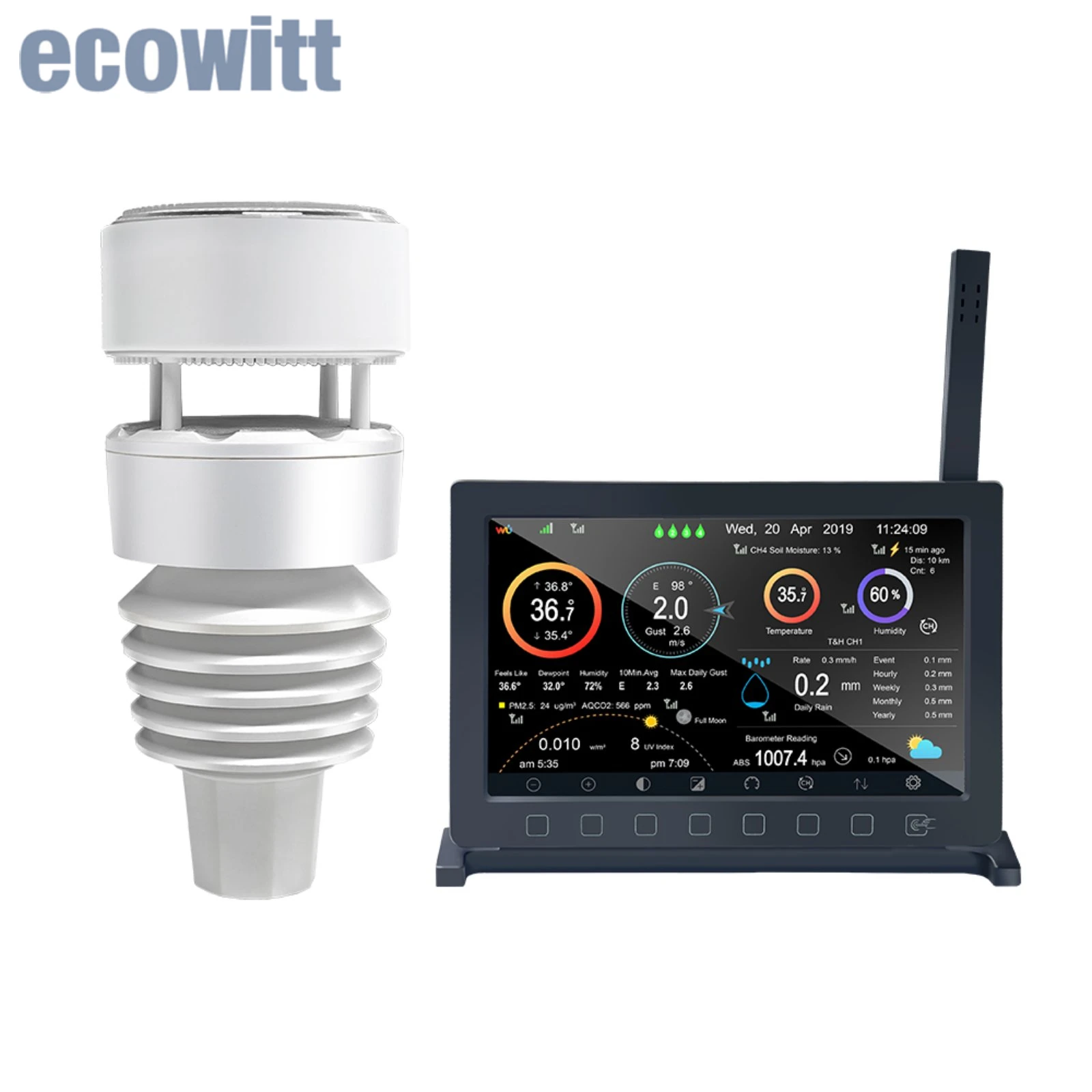 Station météo Ecowitt HP2564 Wittboy Pro, comprend une console d