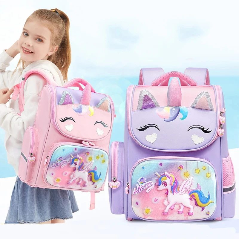 Sac à Dos d'École Primaire pour Élèves de 1 à 5 Ans, Cartable de Dessin Animé 3D, Nairobi Orn, Mignon, Arc-en-Ciel